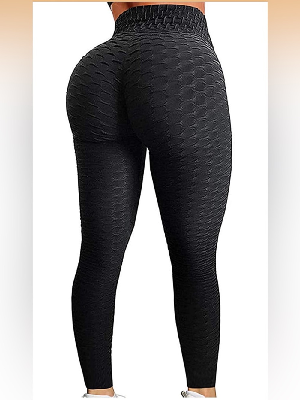 SEASUM Textured High-Waisted Cinch-Butt Leggings | 3XL | Black